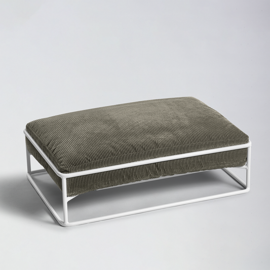 Lit design en acier et velours côtelé gris anthracite