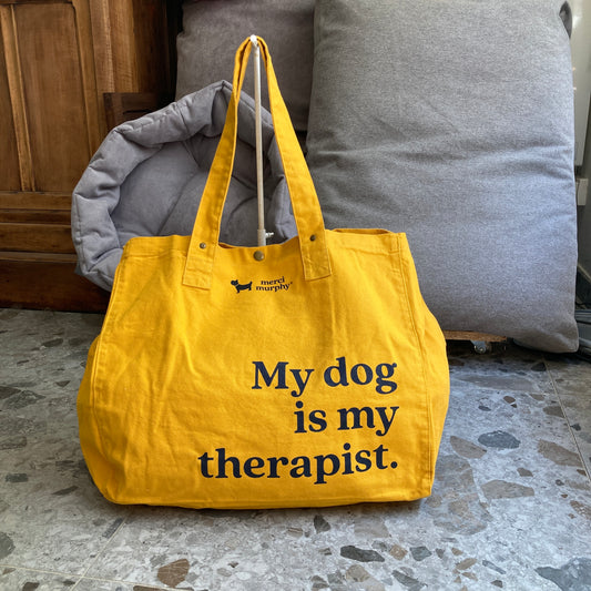 Le Murphy week-end, cabas jaune - My dog is my therapist