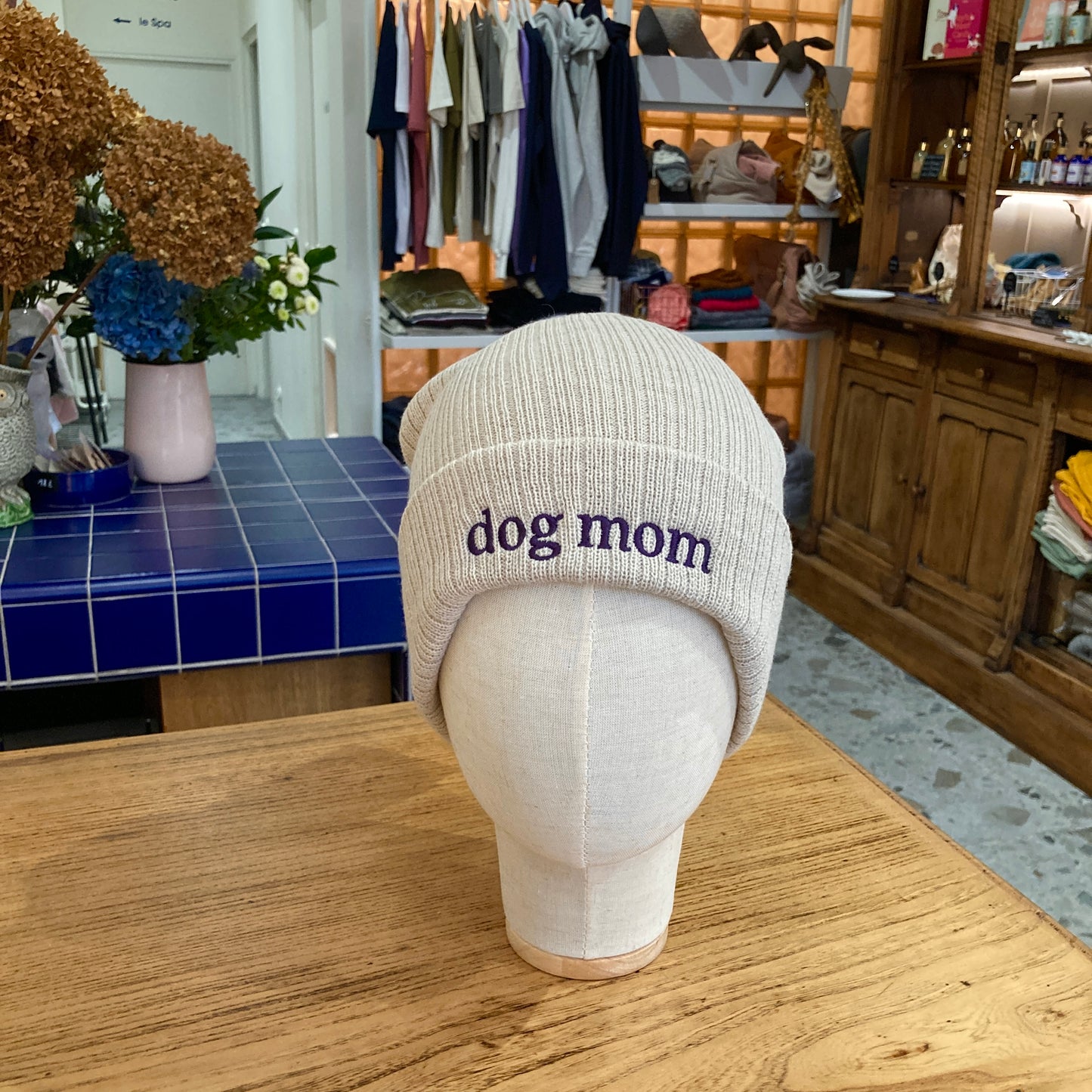 Bonnet Dog mom beige