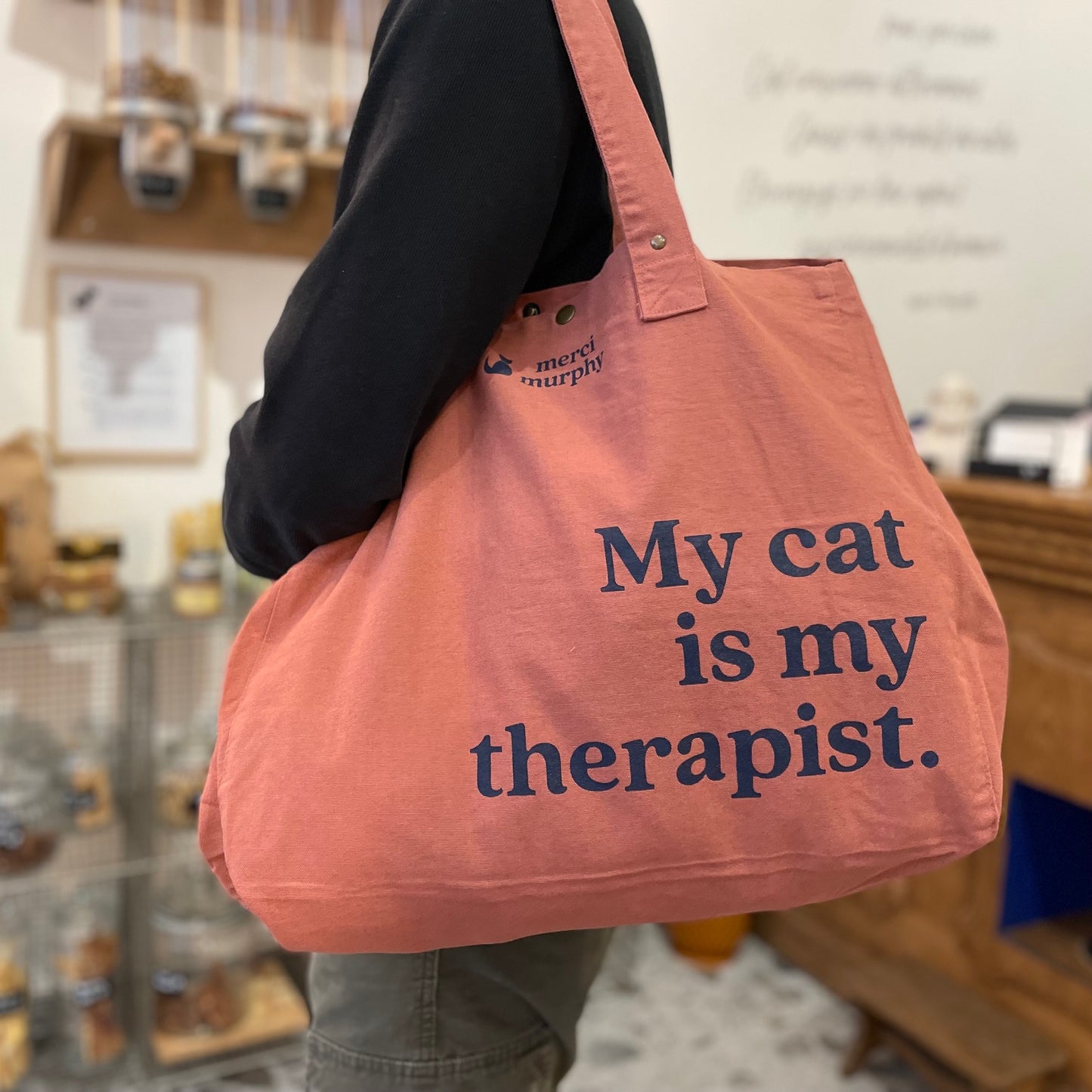 Le Murphy week-end, cabas rose - My cat is my therapist