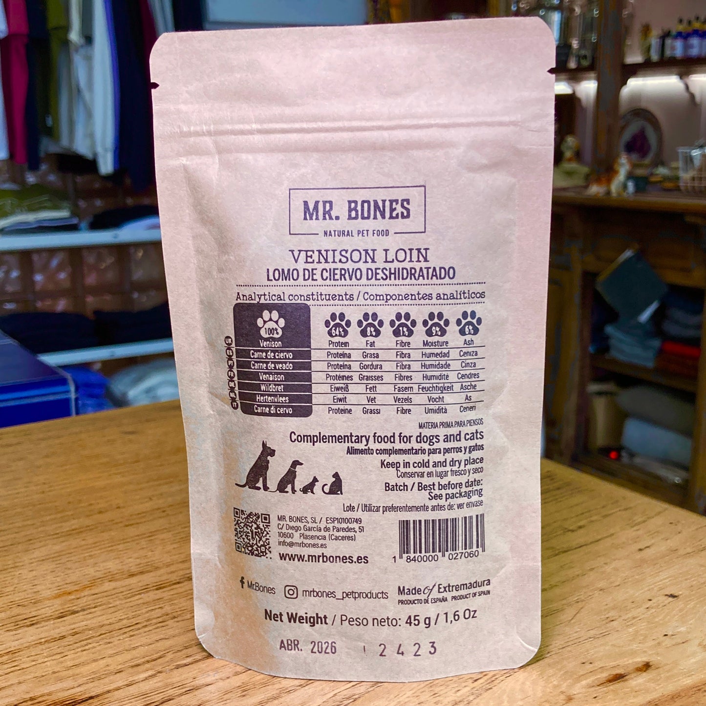 Snack sain longe de cerf déshydratée