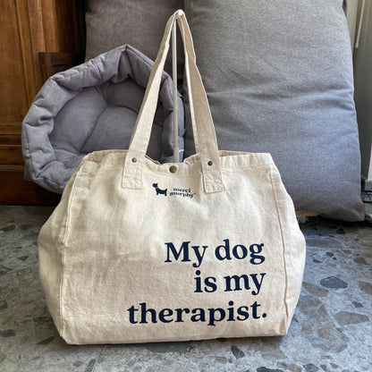 Le Murphy week-end, cabas écru - My dog is my therapist