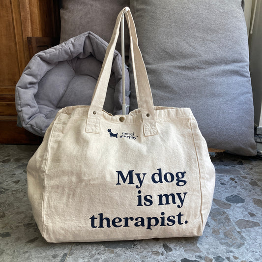 Le Murphy week-end, cabas écru - My dog is my therapist