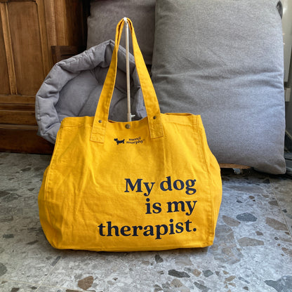 Le Murphy week-end, cabas jaune - My dog is my therapist