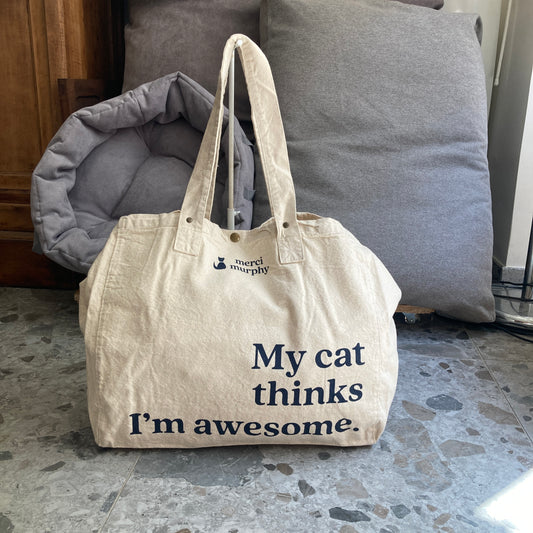 Le Murphy week-end, cabas écru - My cat thinks I'm awesome