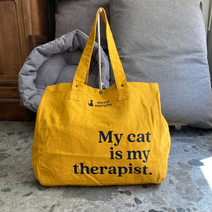 Le Murphy week-end, cabas jaune - My cat is my therapist