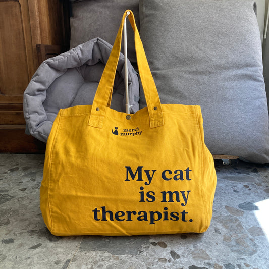 Le Murphy week-end, cabas jaune - My cat is my therapist