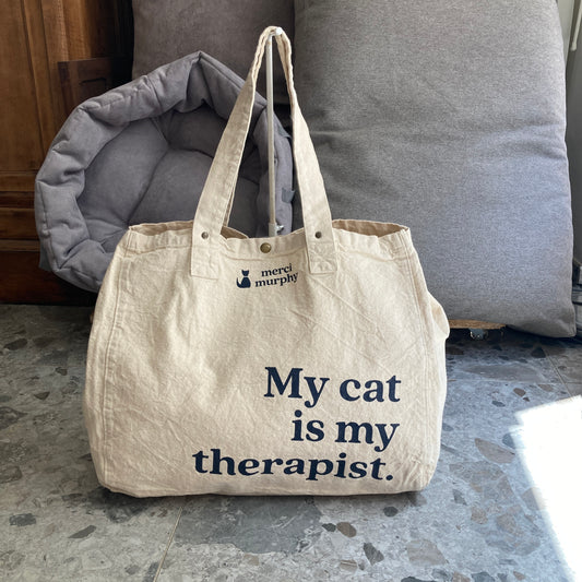 Le Murphy week-end, cabas écru - My cat is my therapist