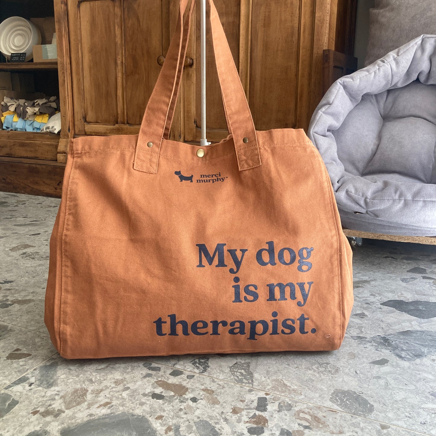 Le Murphy week-end, cabas caramel - My dog is my therapist