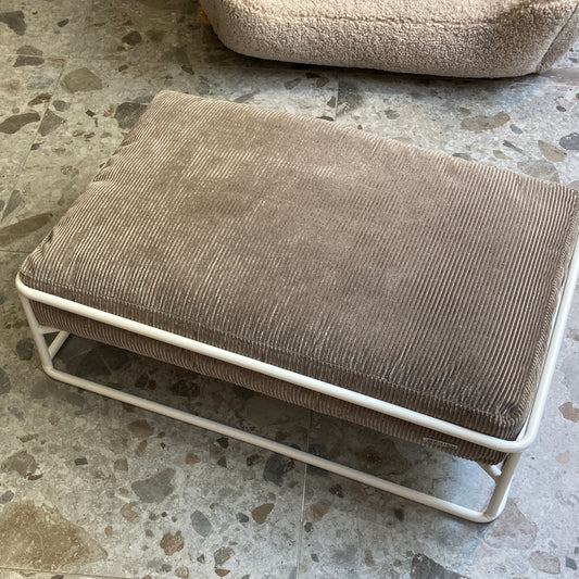 Lit design en acier et velours côtelé gris anthracite