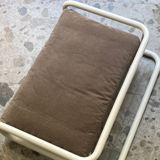 Lit design à suspension en acier et velours côtelé gris anthracite