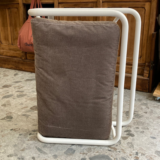 Lit design à suspension en acier et velours côtelé gris anthracite